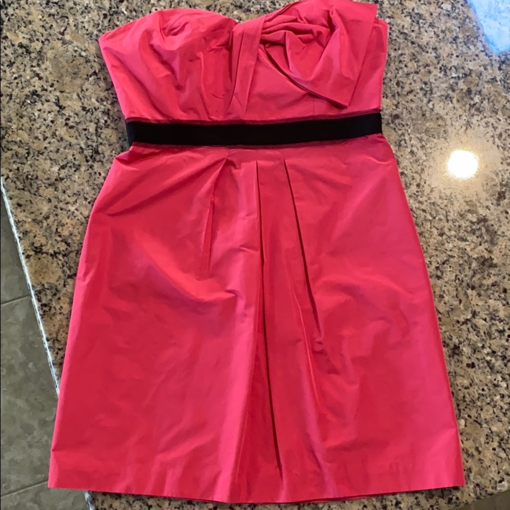 Pink BCBG MaxAzria dress with black detail.